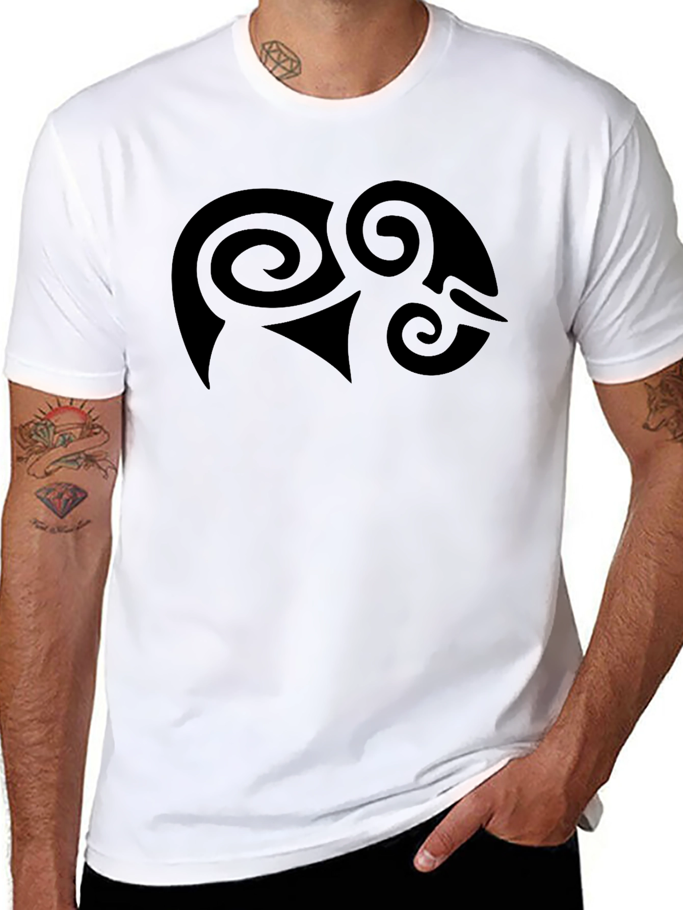 Abstract Graphic Black Cotton T-Shirt