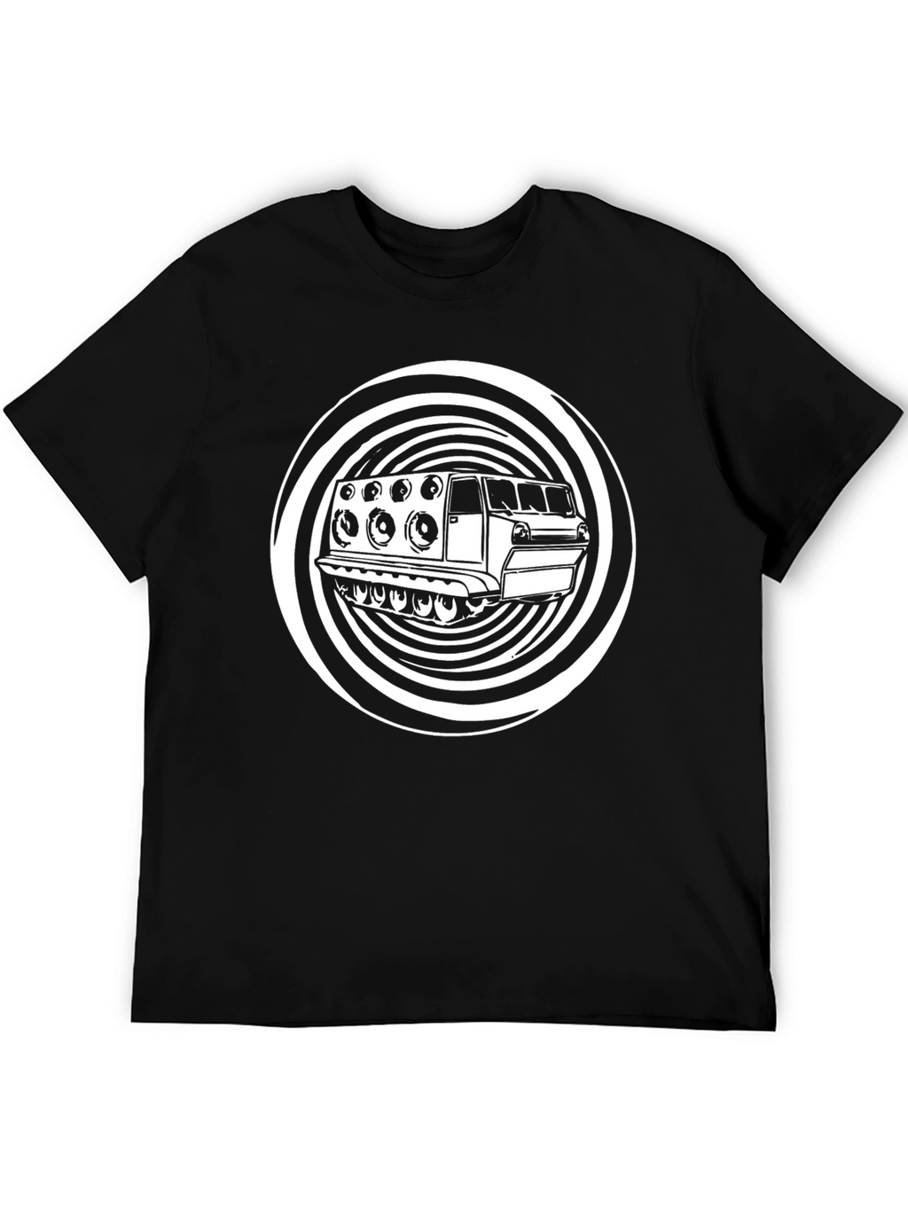 Black T-Shirt with Sound System Graphic