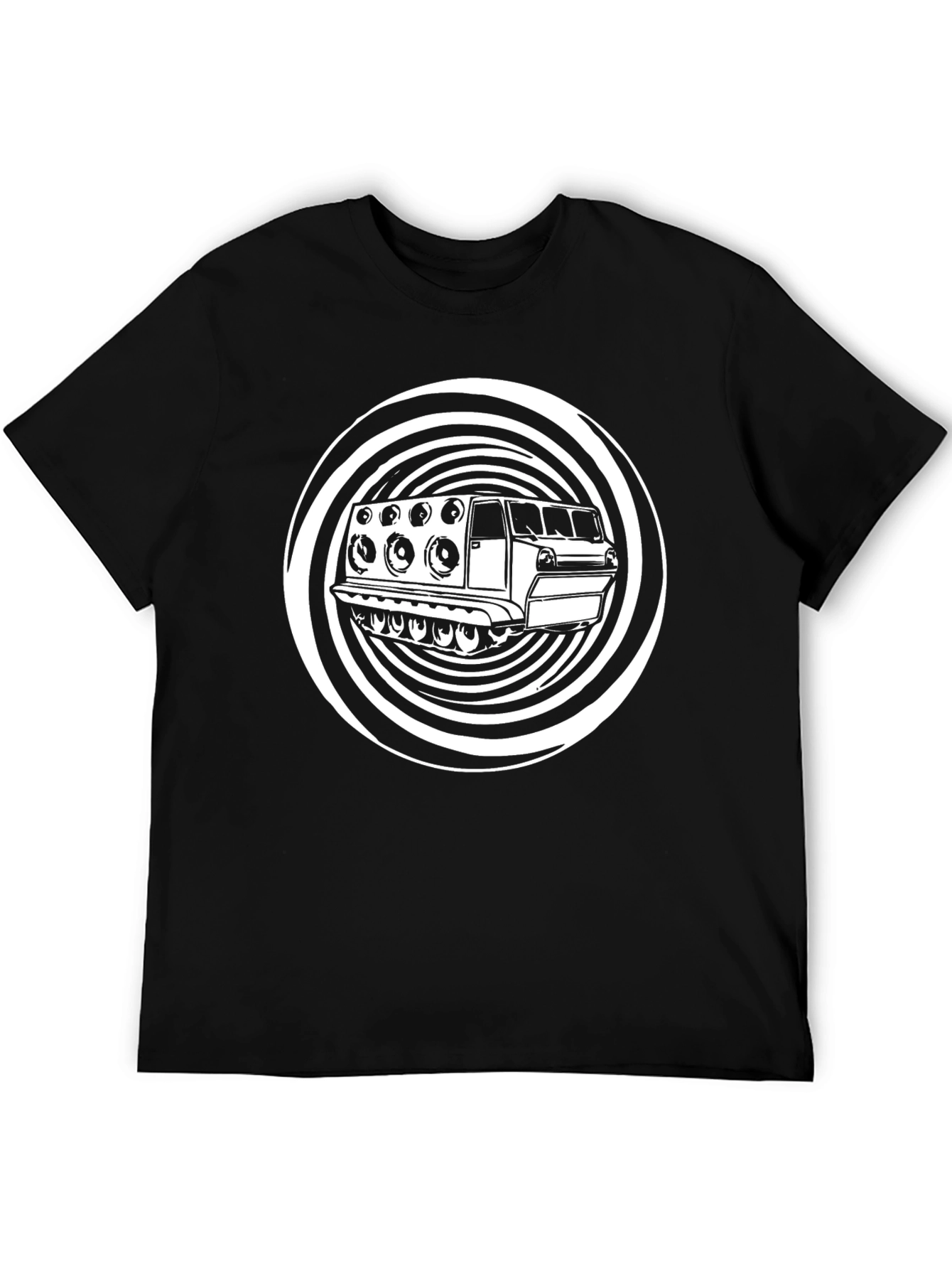 Black T-Shirt with Sound System Graphic