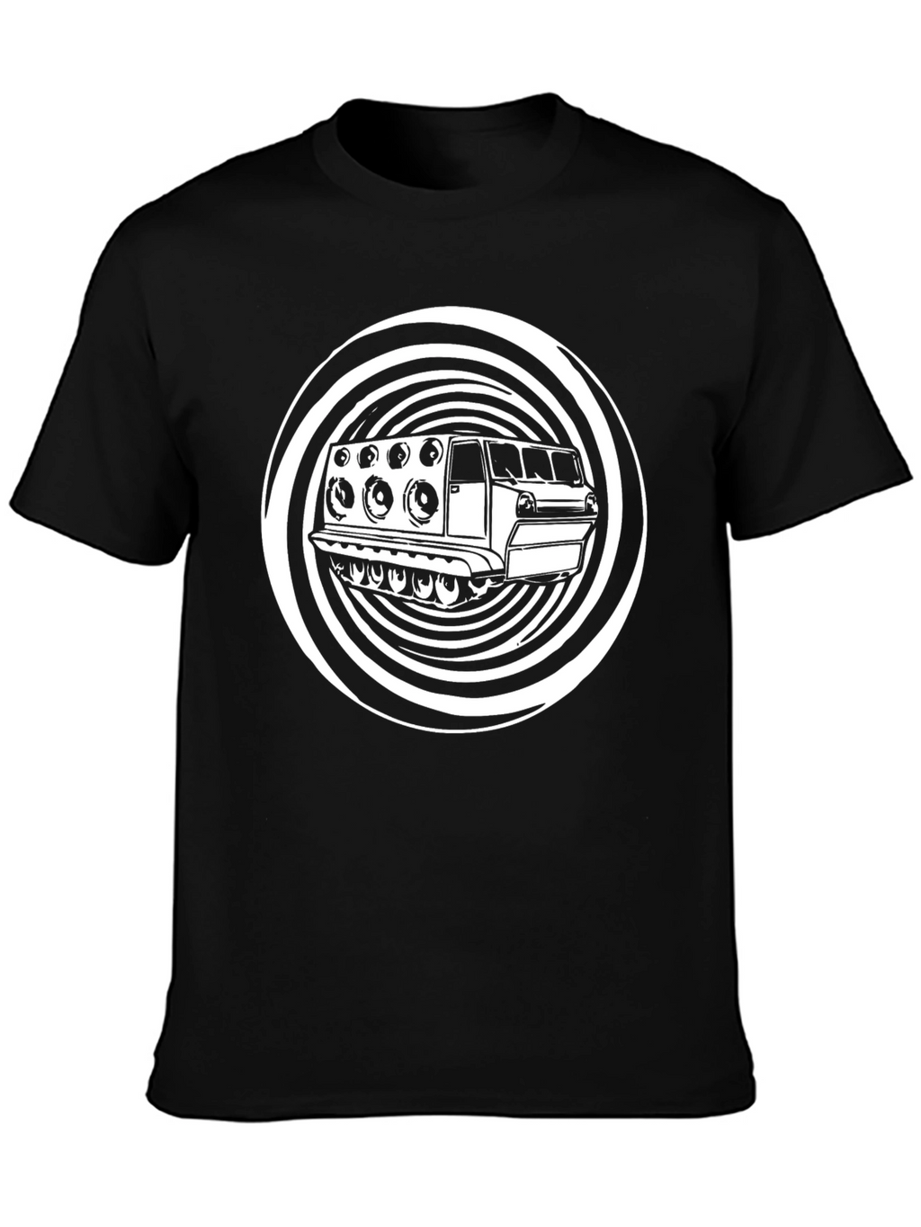 Black T-Shirt with Sound System Graphic