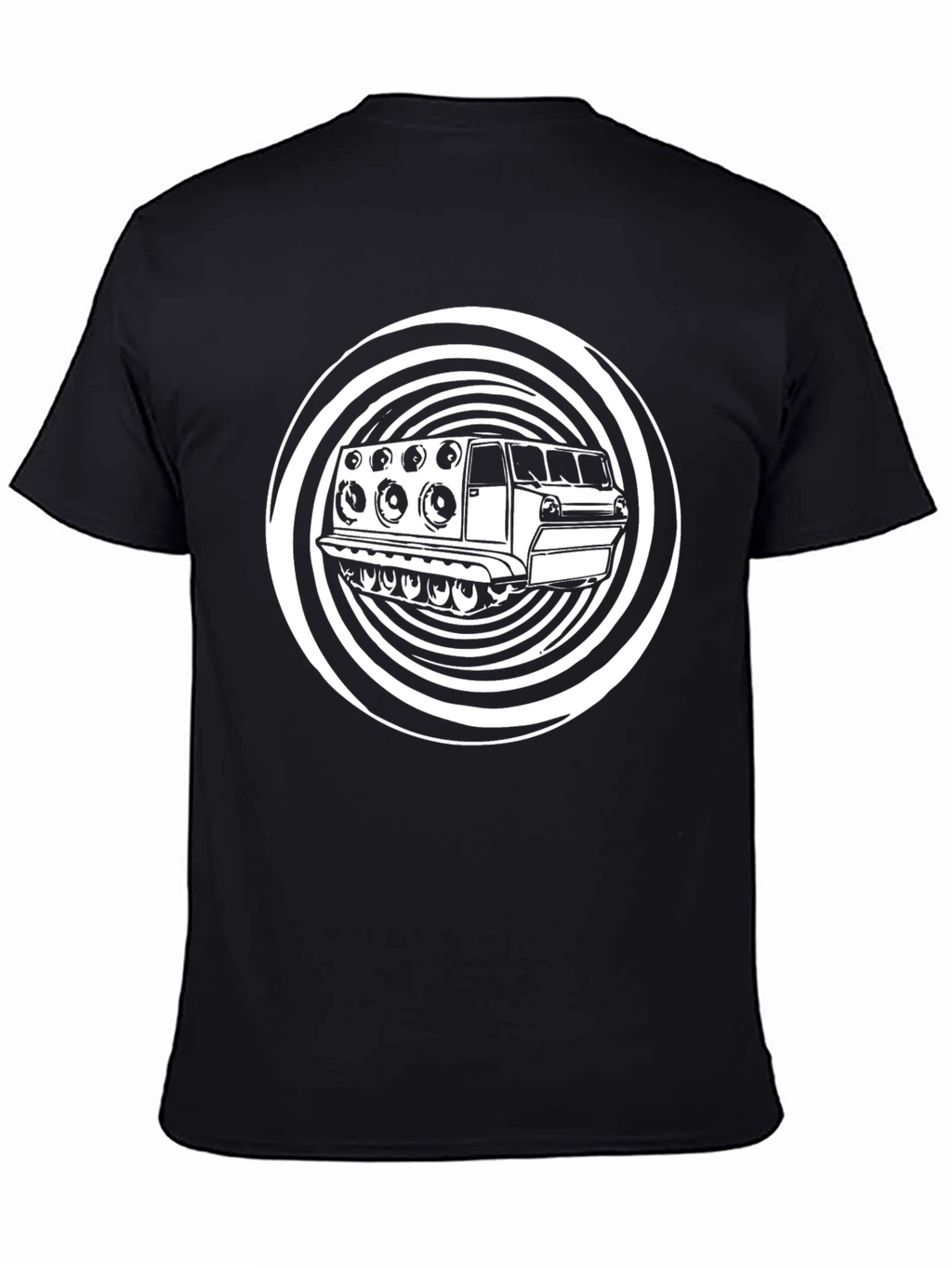 Black T-Shirt with Sound System Graphic