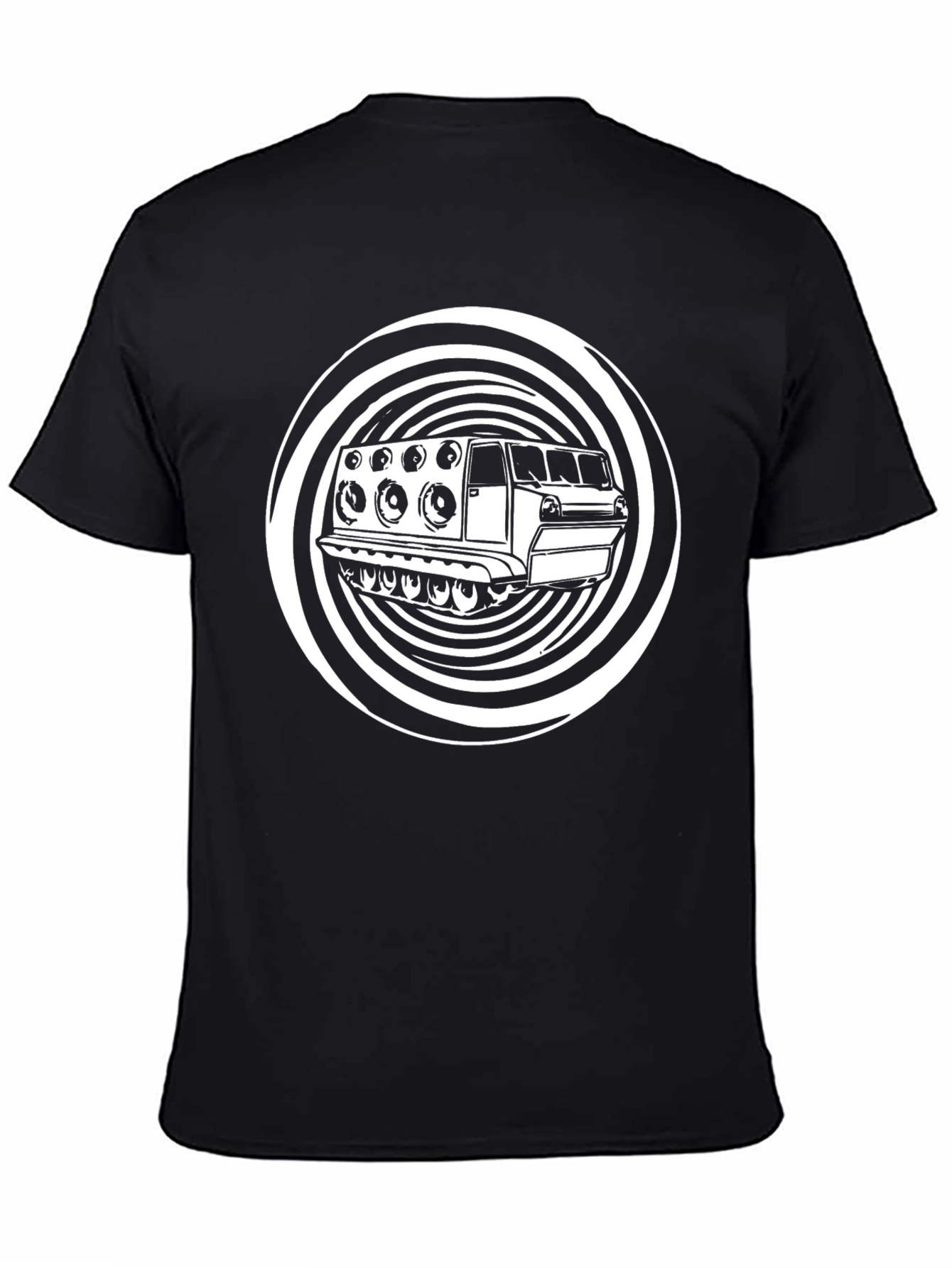 Black T-Shirt with Sound System Graphic