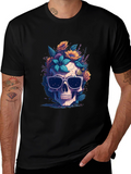 Skull & Flowers Graphic Black Tee