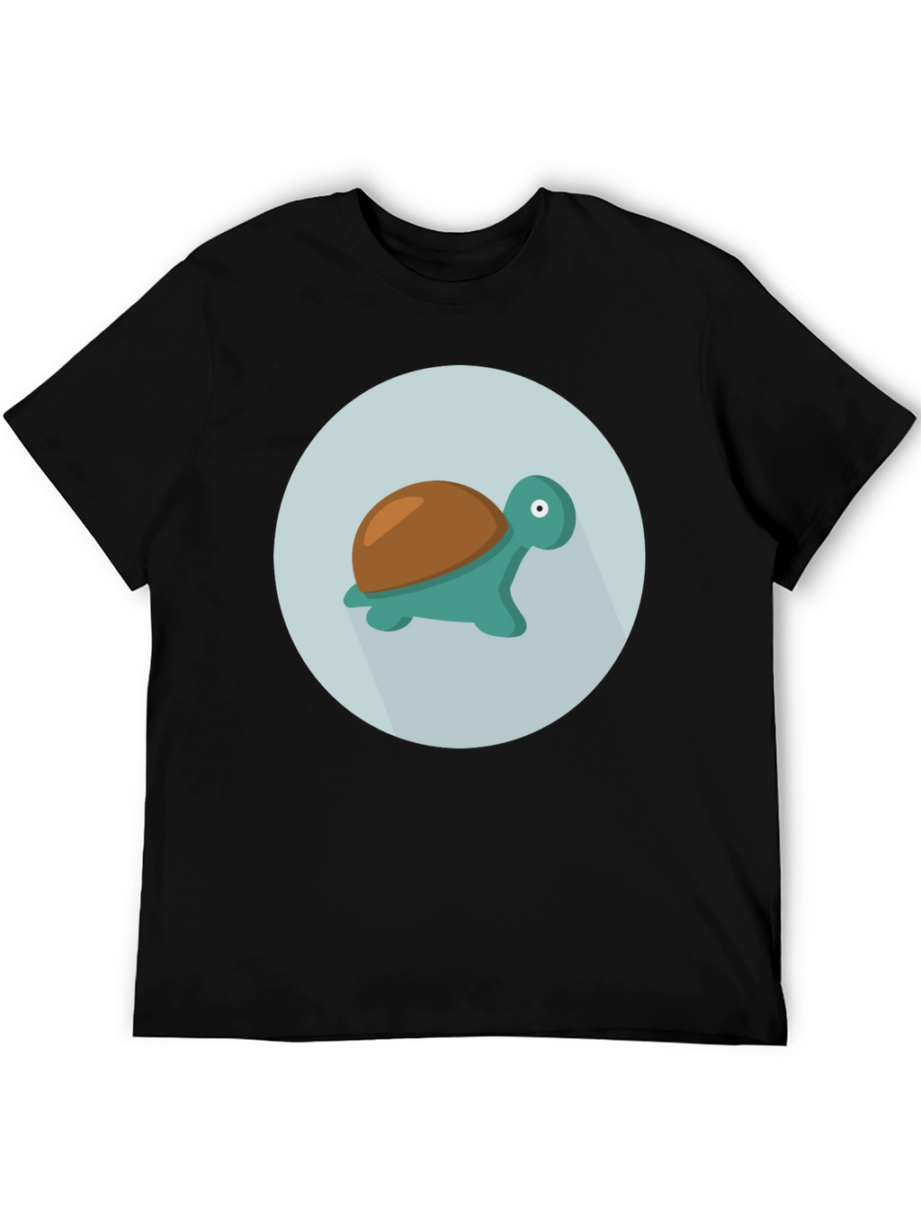Cute Turtle Graphic Tee - Black Cotton Blend