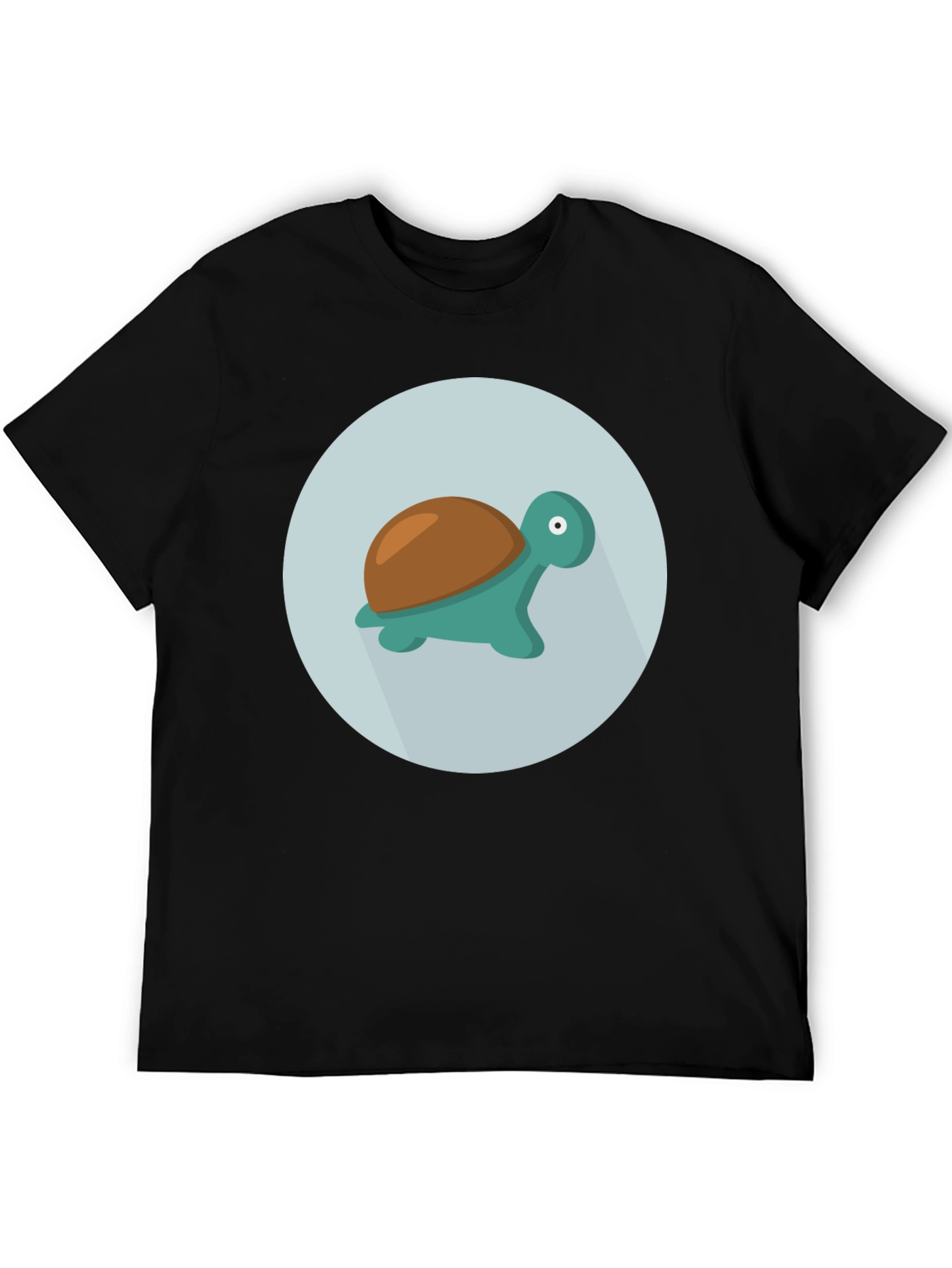 Cute Turtle Graphic Tee - Black Cotton Blend