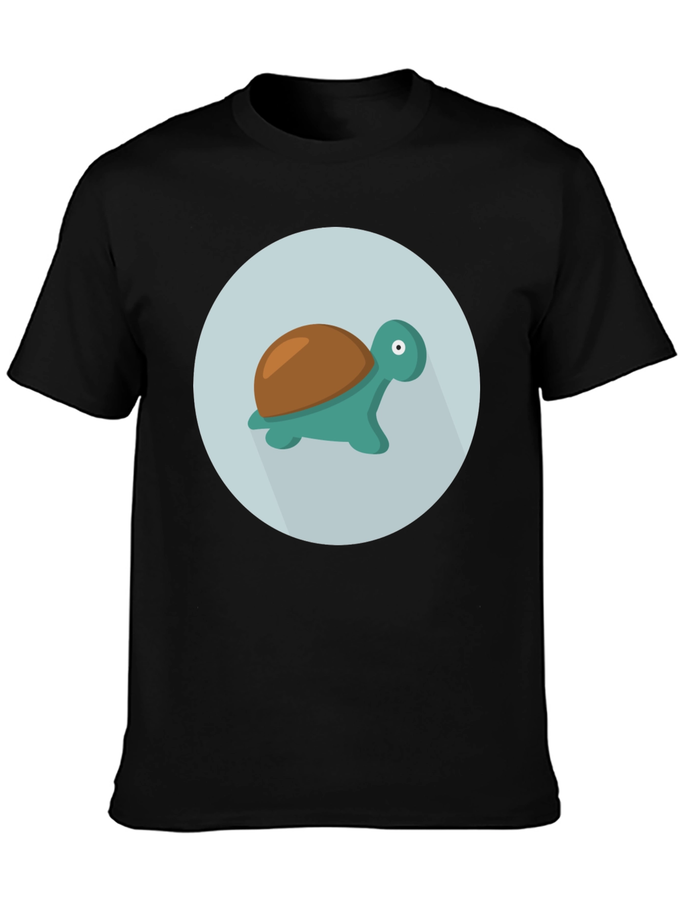 Cute Turtle Graphic Tee - Black Cotton Blend