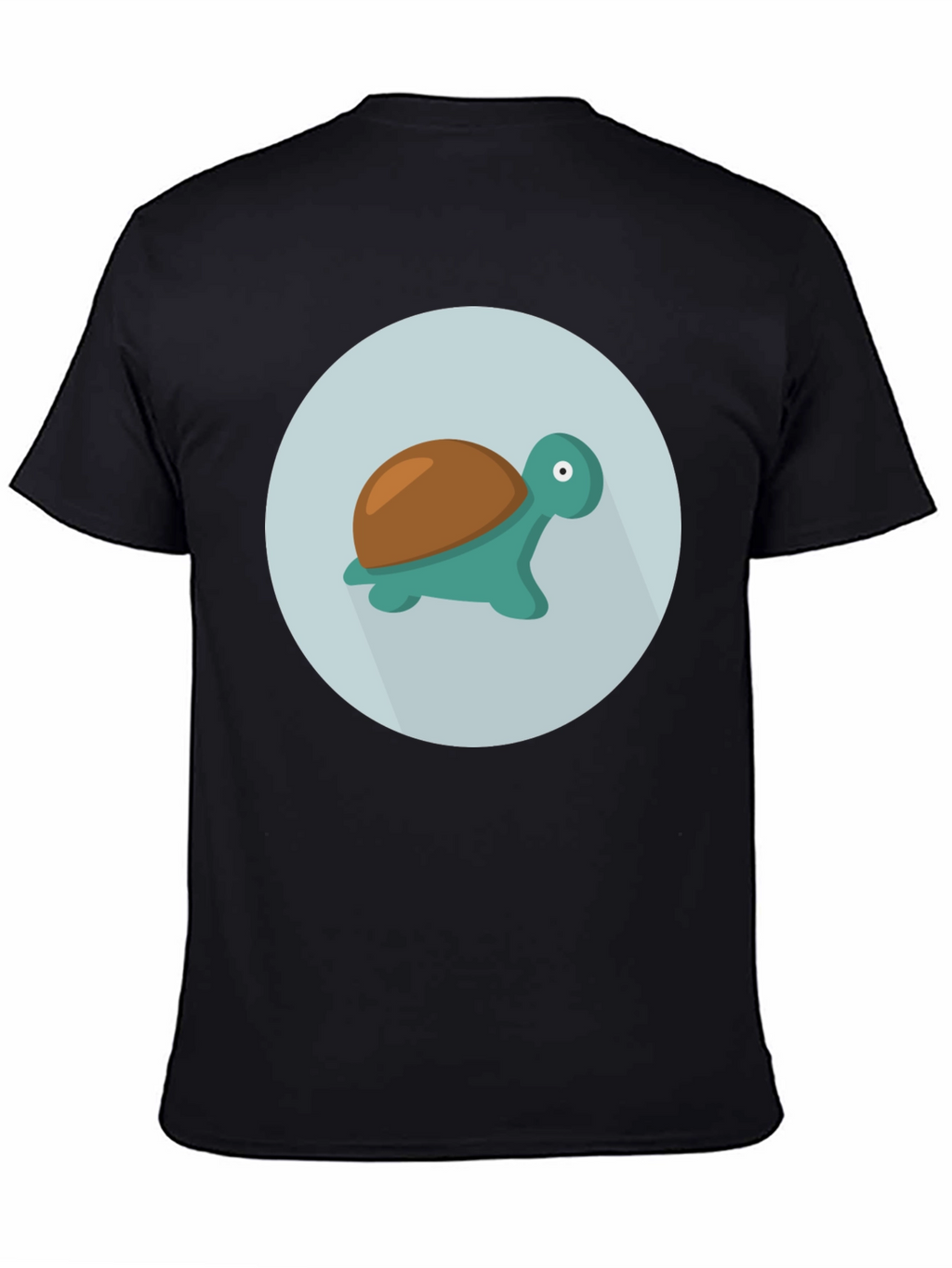 Cute Turtle Graphic Tee - Black Cotton Blend