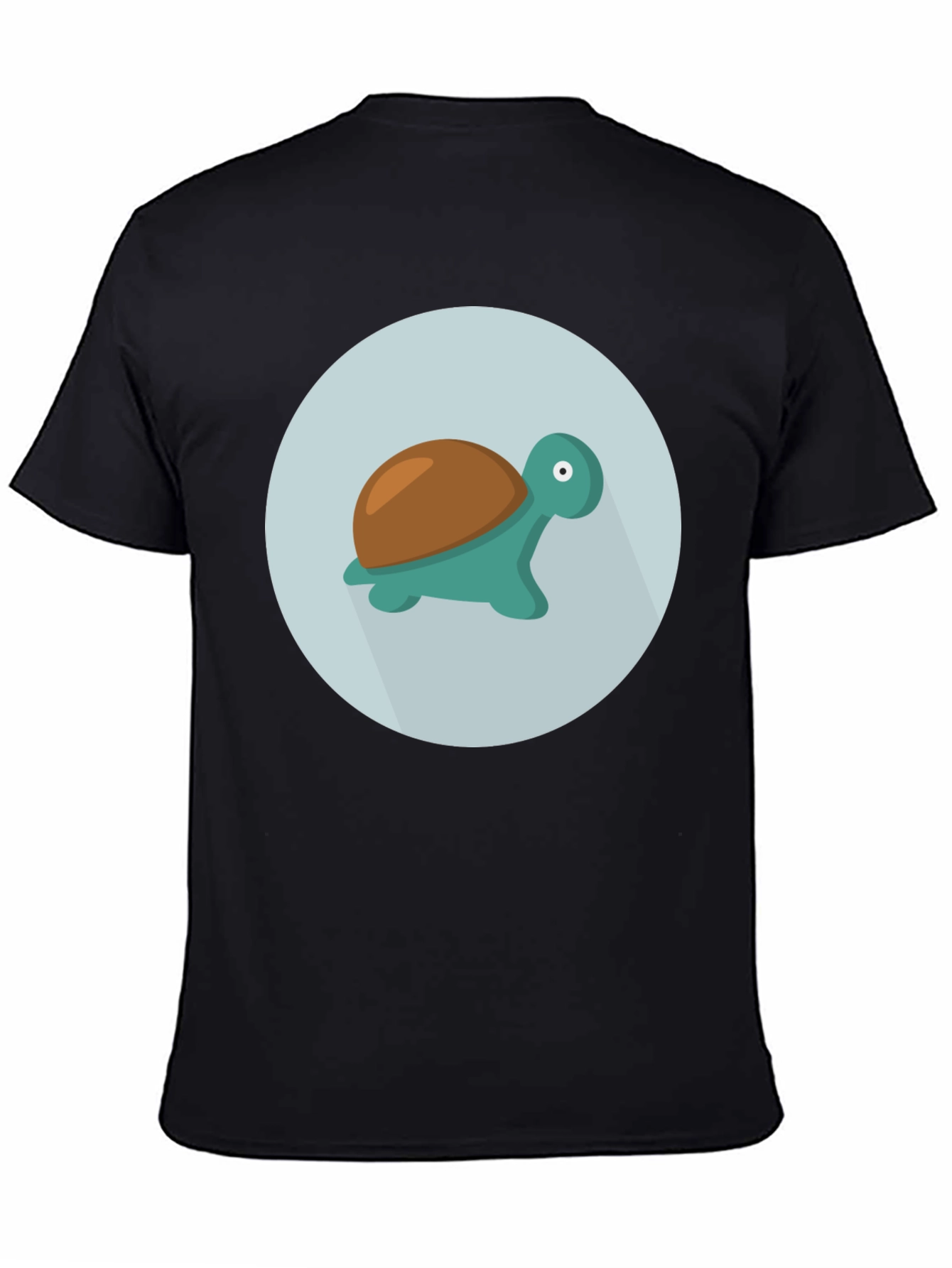 Cute Turtle Graphic Tee - Black Cotton Blend