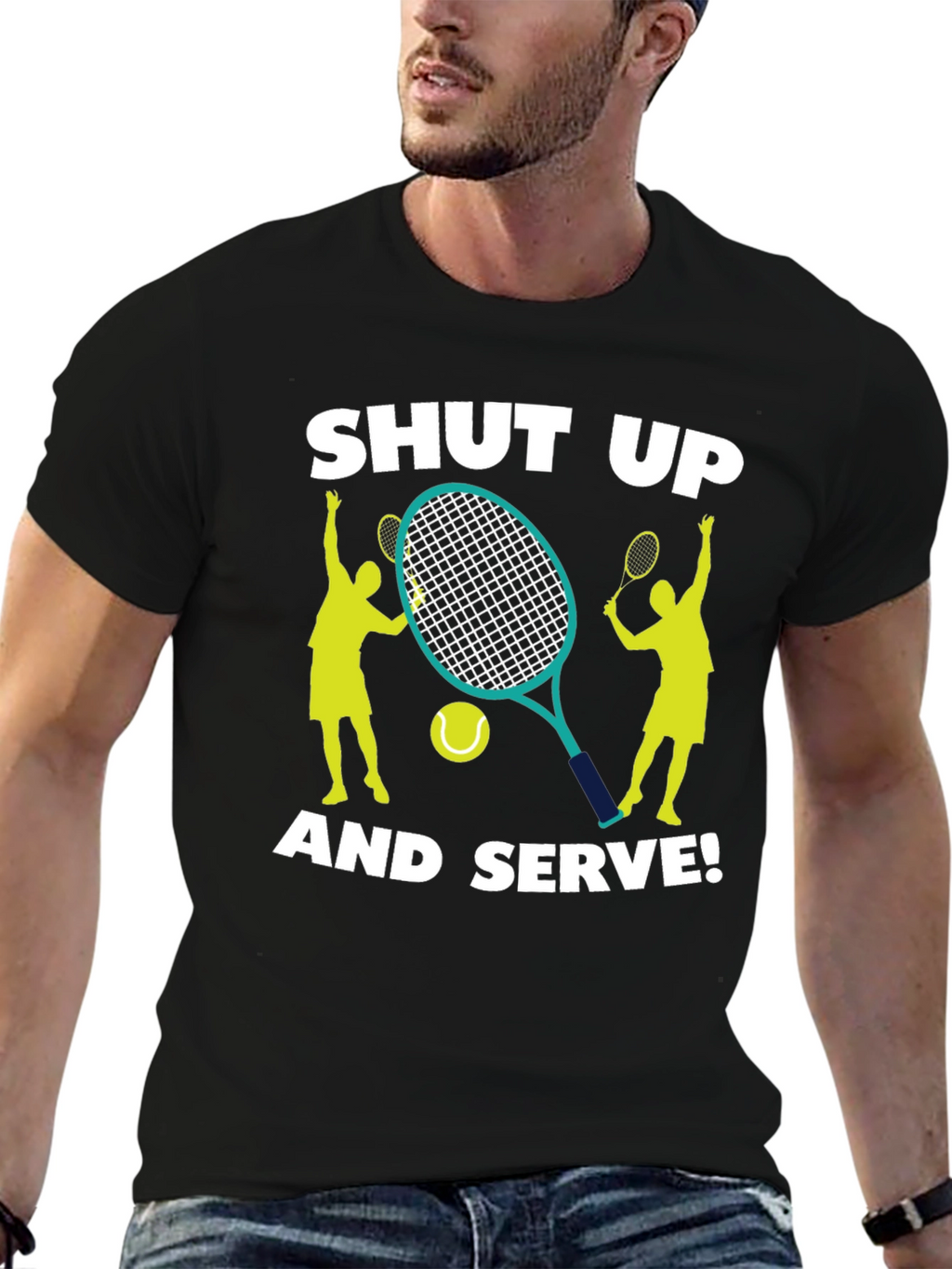 Shut Up and Serve! Graphic Tennis T-Shirt