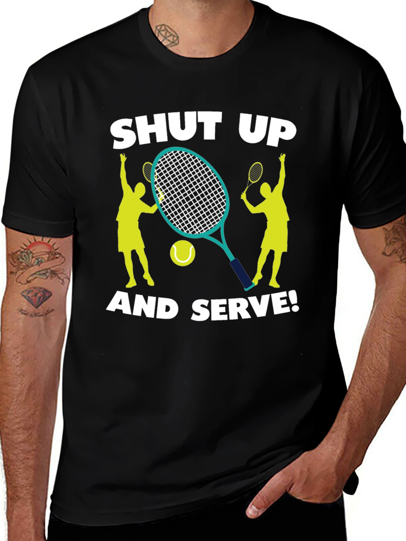 Shut Up and Serve! Graphic Tennis T-Shirt
