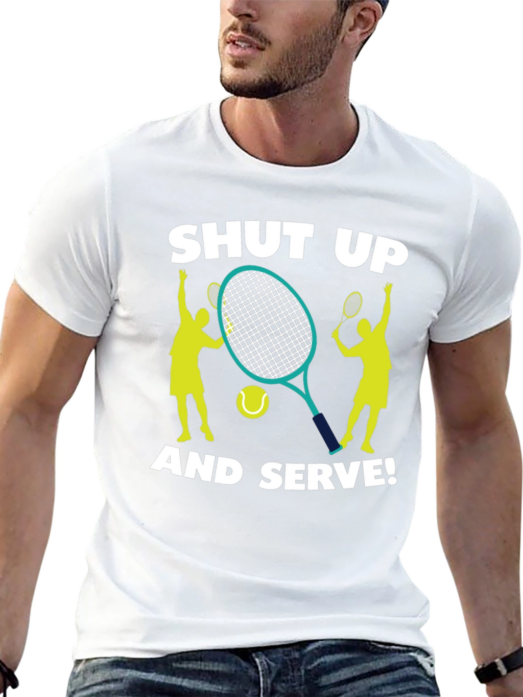 Shut Up and Serve! Graphic Tennis T-Shirt