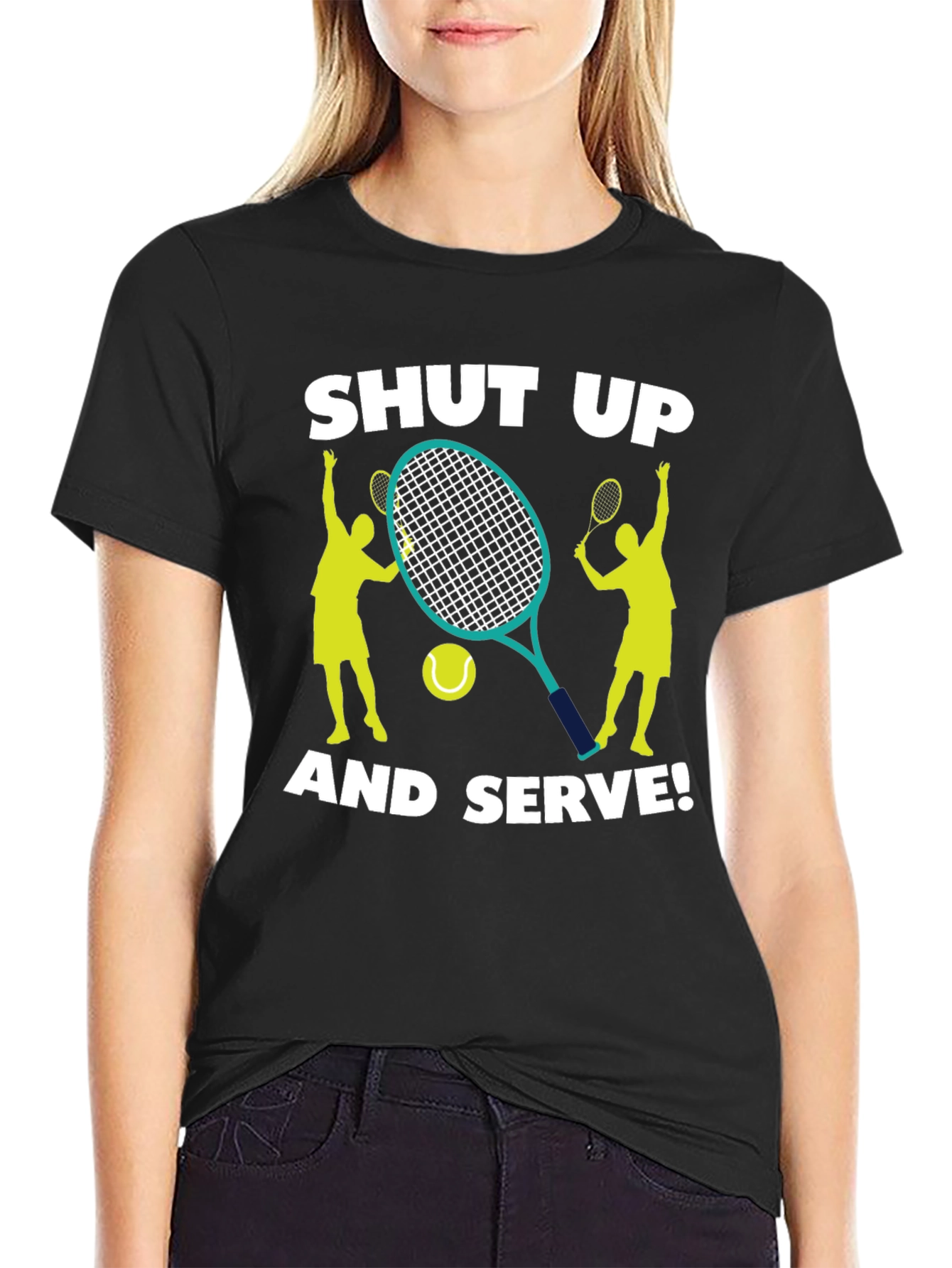 Shut Up and Serve! Graphic Tennis T-Shirt