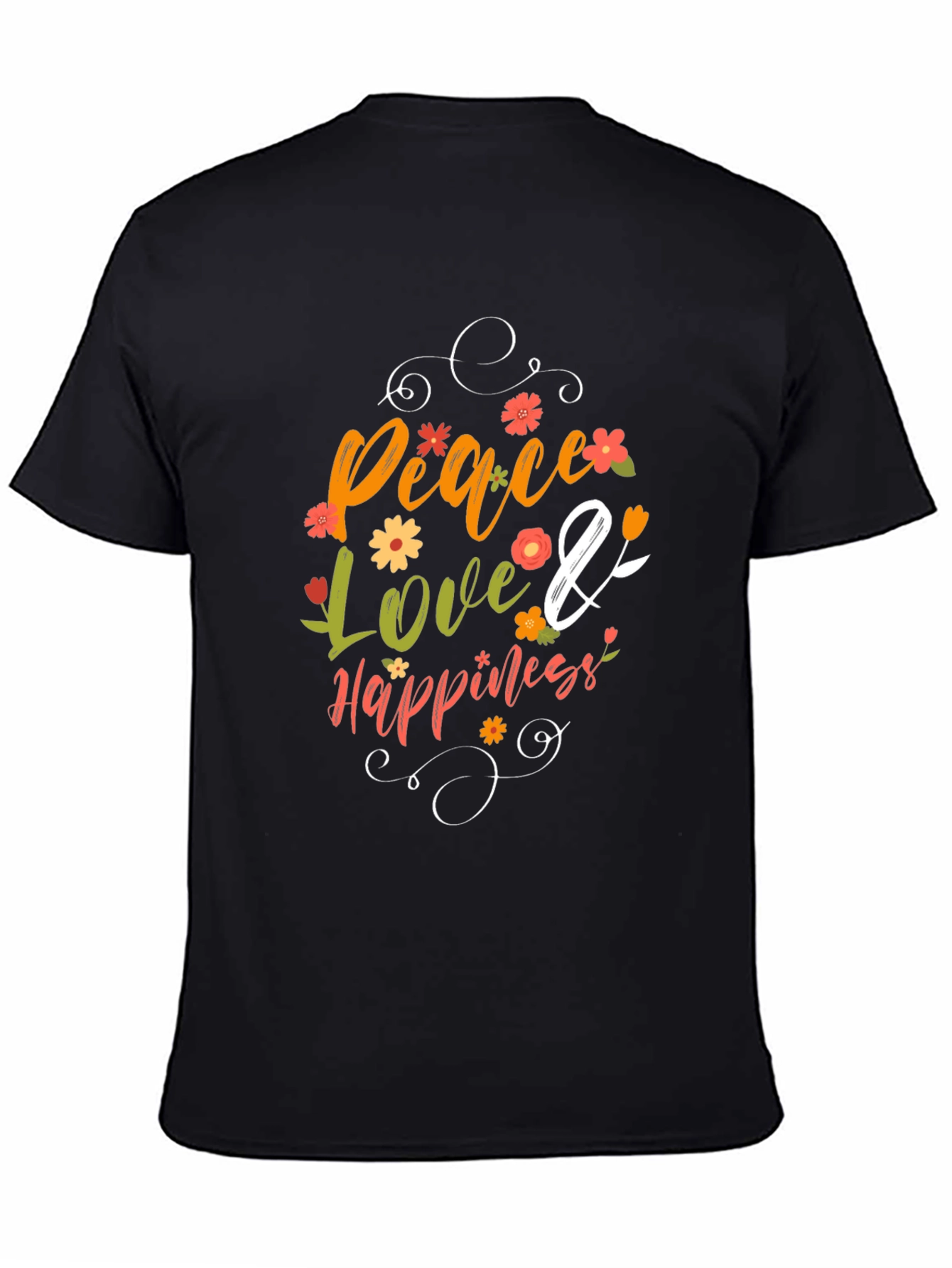 Peace Love and Happiness Floral Graphic T-Shirt