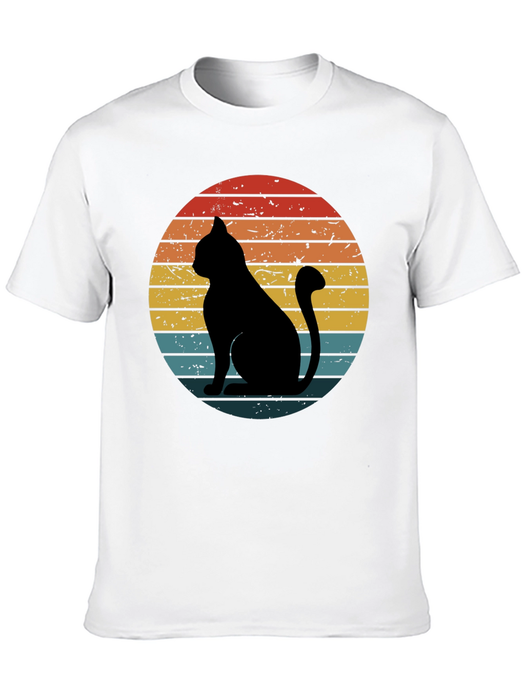 Retro Cat Graphic T-Shirt - Black