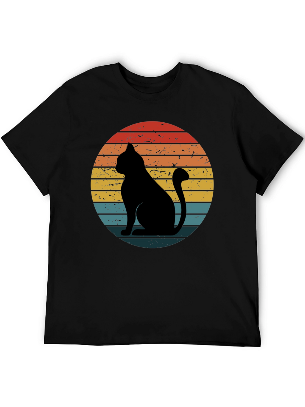 Retro Cat Graphic T-Shirt - Black