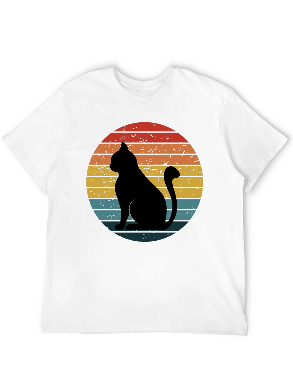Retro Cat Graphic T-Shirt - Black