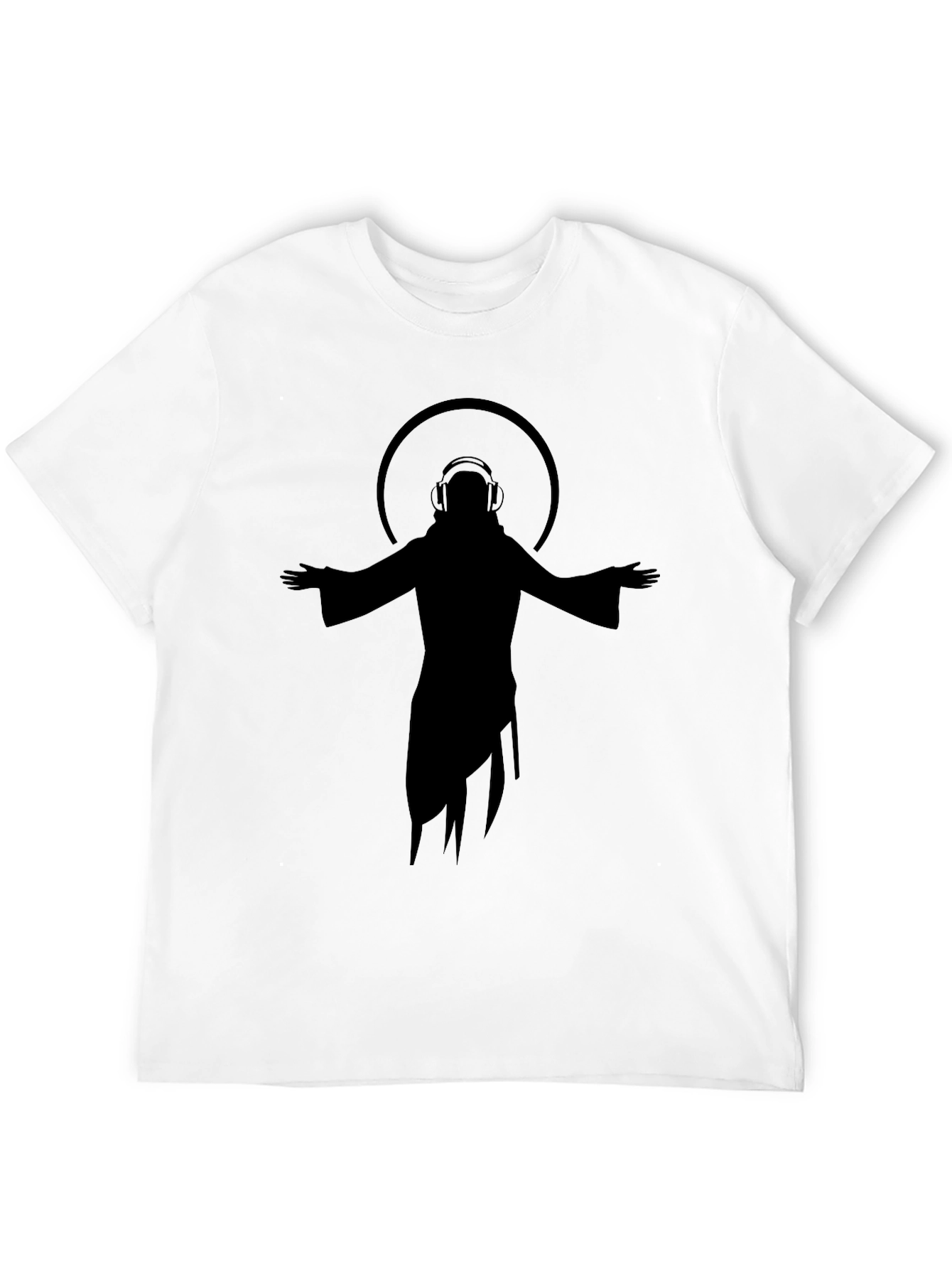 DJ Jesus Graphic T-Shirt - Black Cotton Blend
