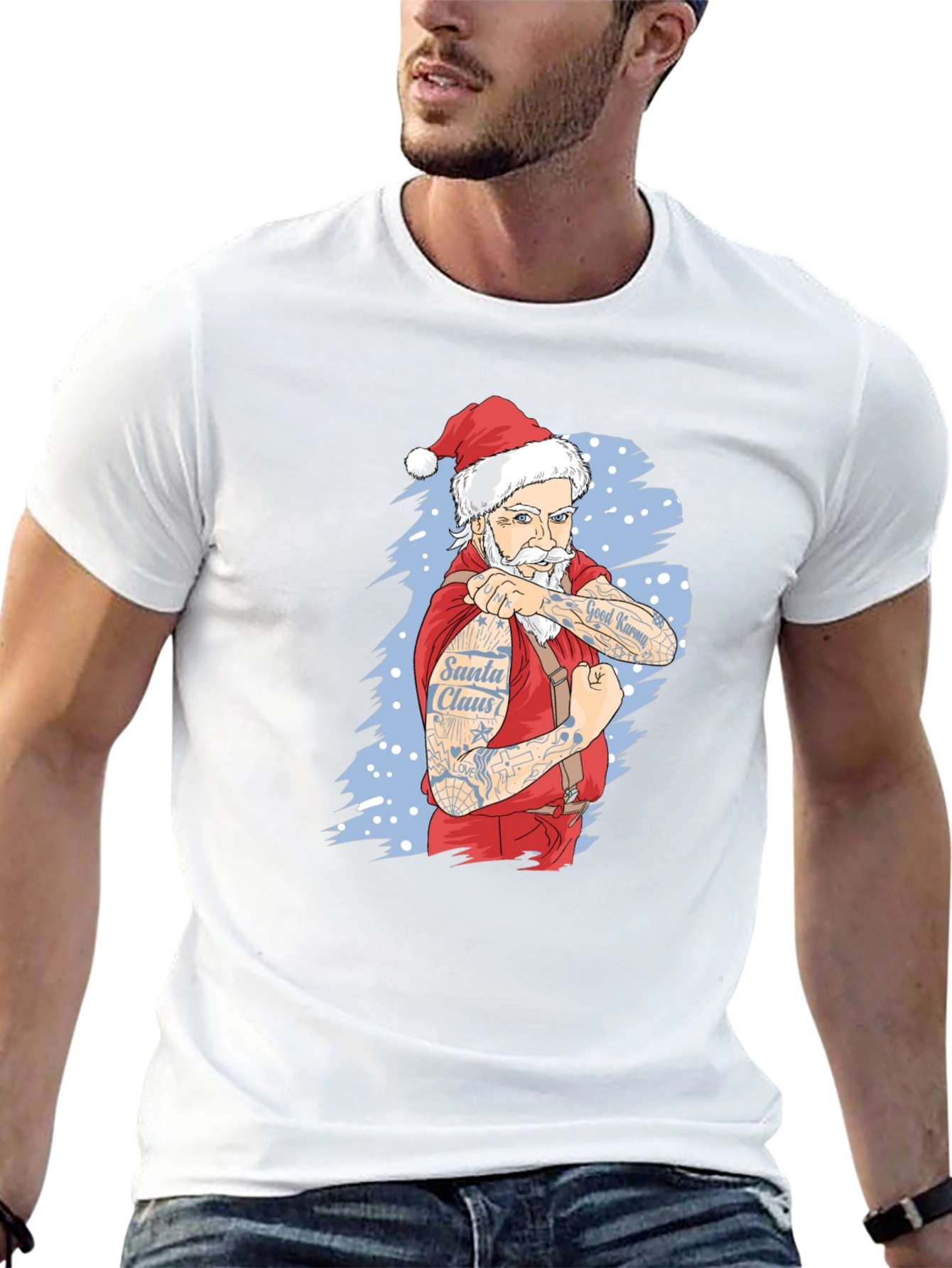Tattooed Santa Claus Graphic Tee