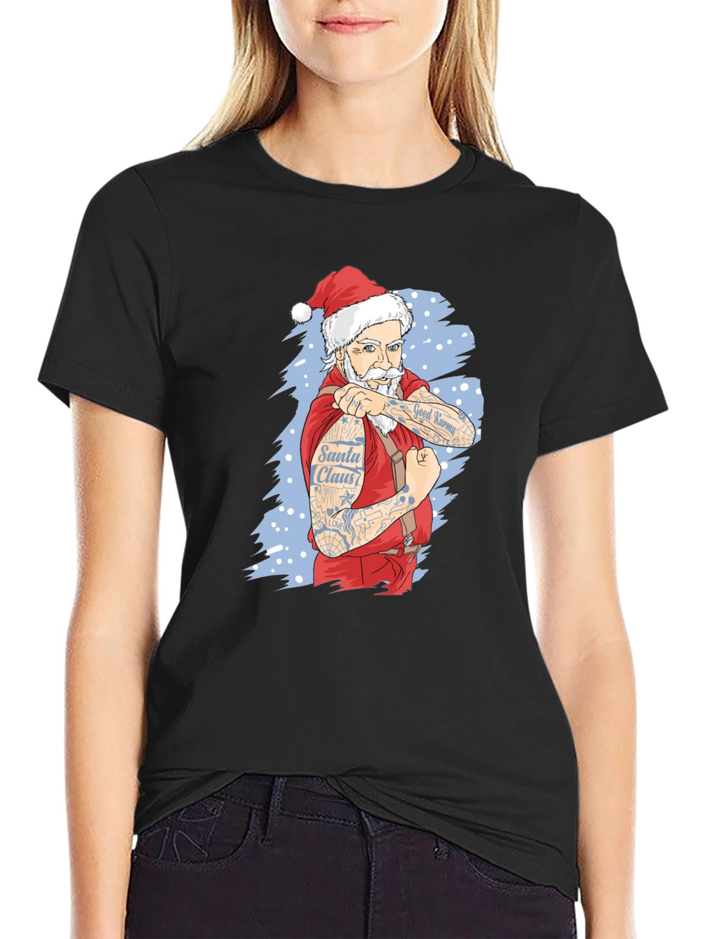 Tattooed Santa Claus Graphic Tee