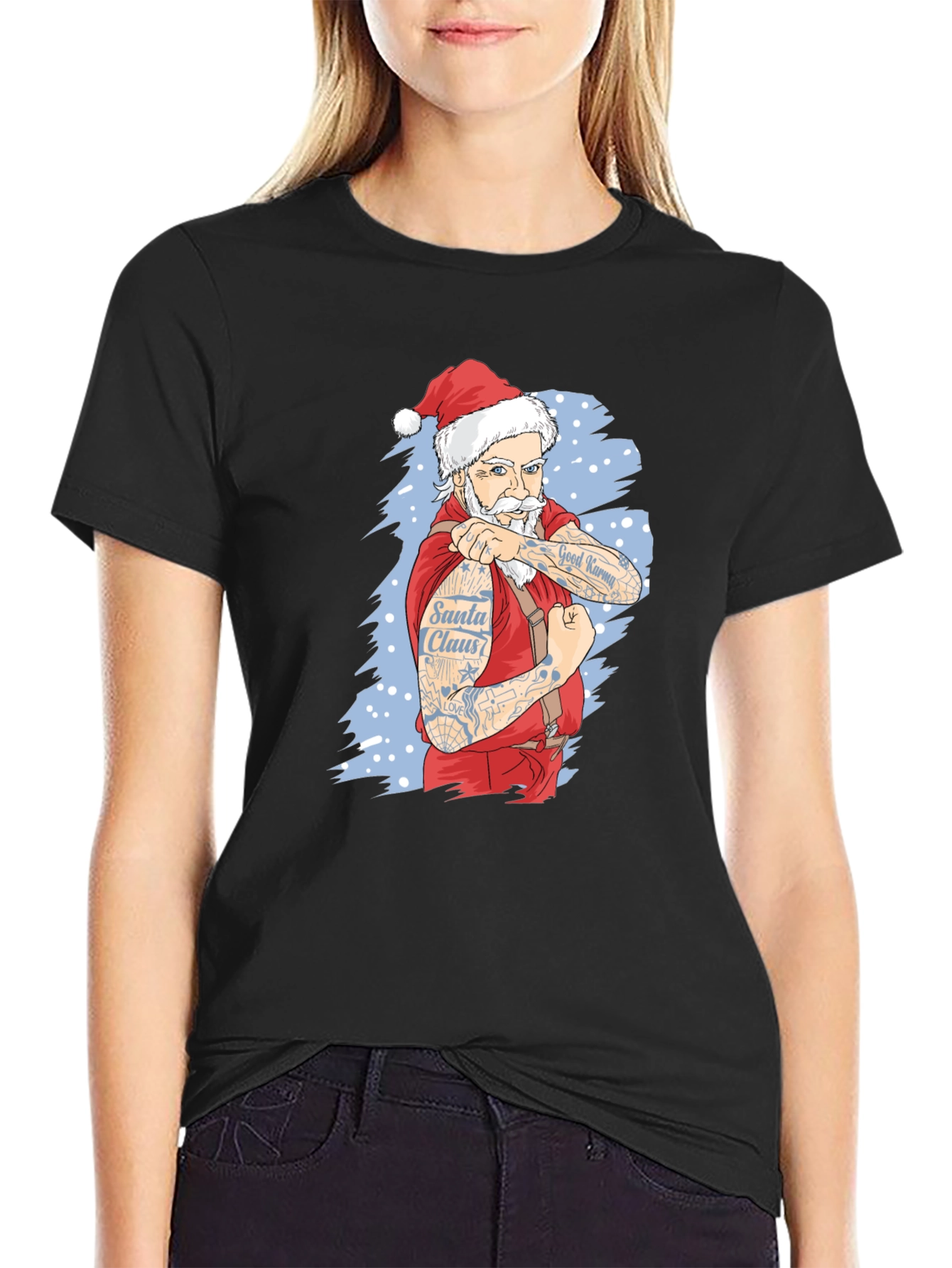 Tattooed Santa Claus Graphic Tee