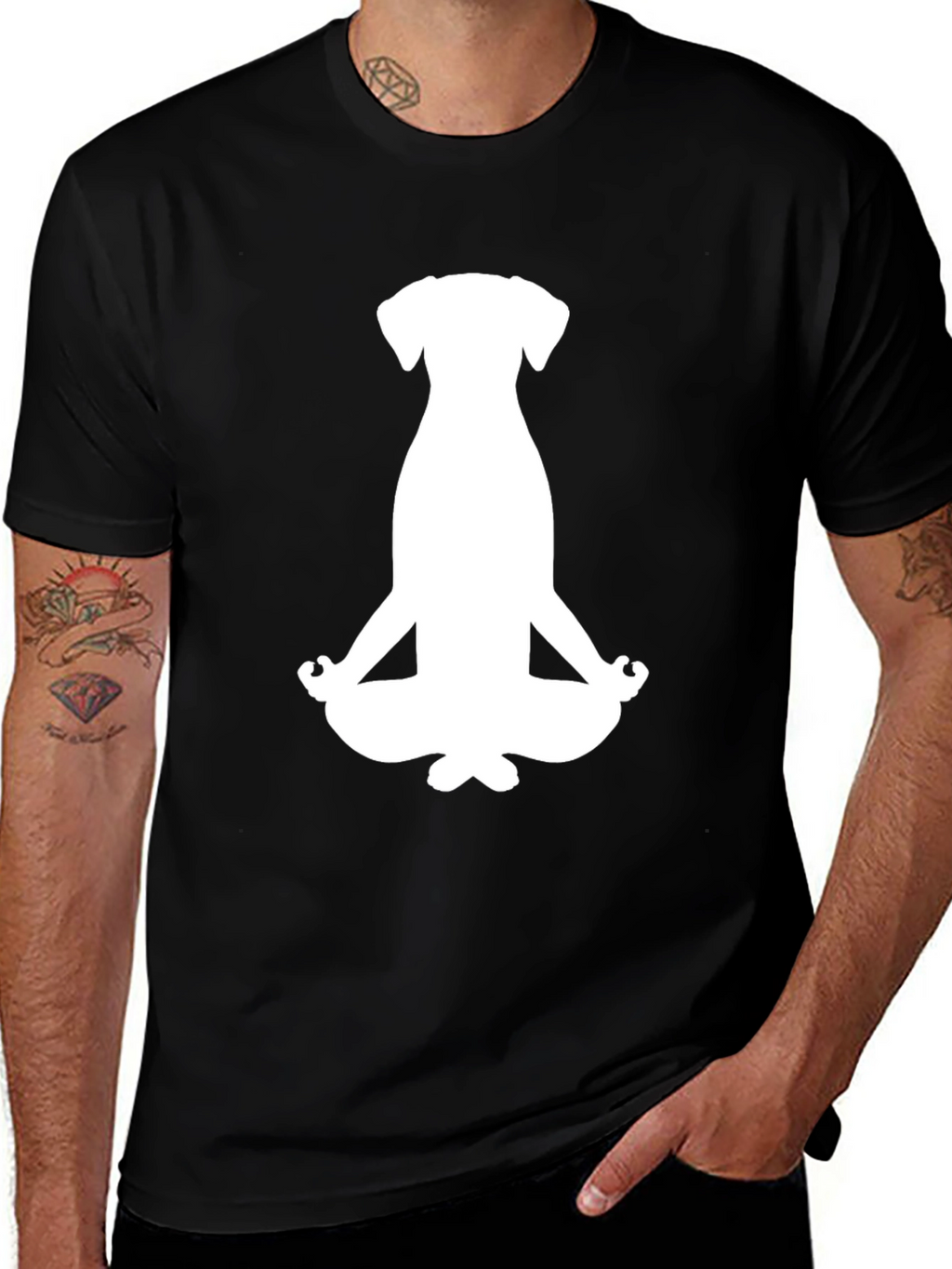 Meditating Dog Graphic Tee - Black