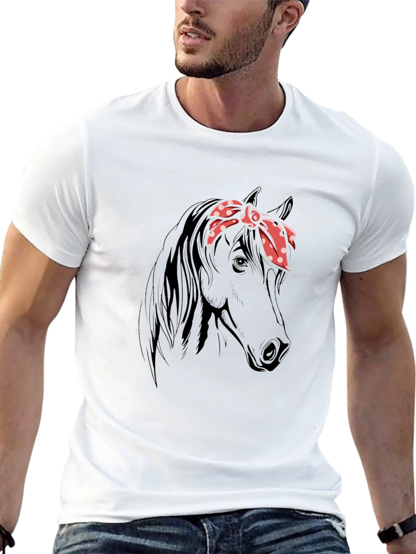 Horse with Bandana Graphic T-Shirt