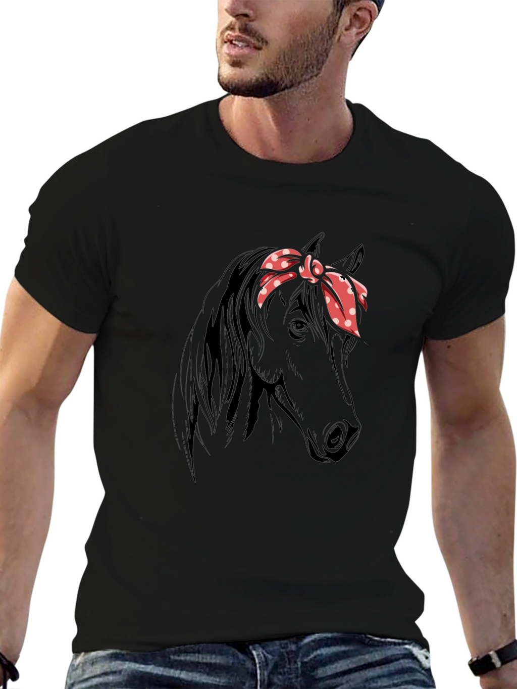 Horse with Bandana Graphic T-Shirt