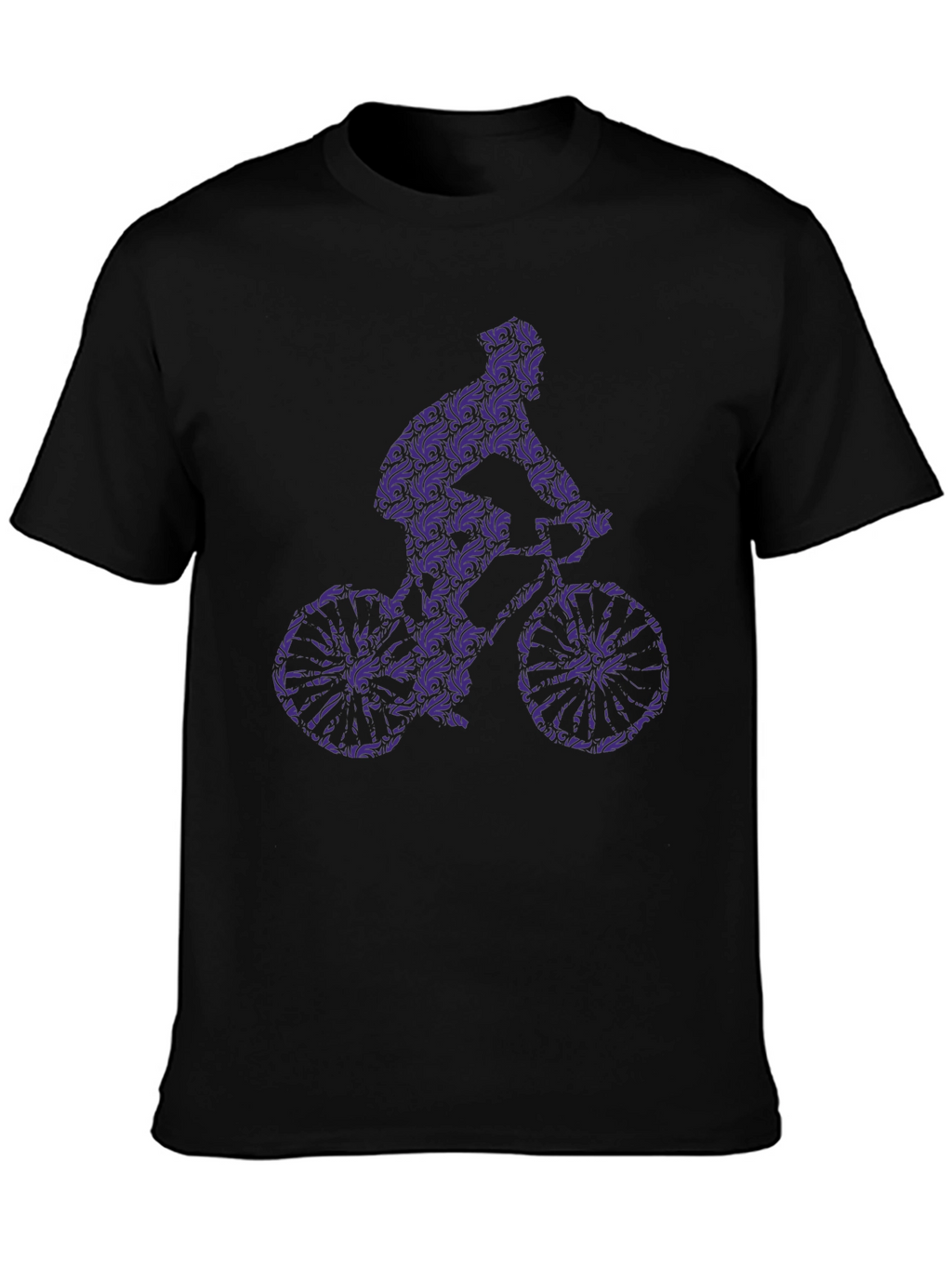 Stylish Biker Graphic Tee - Black Cotton Blend