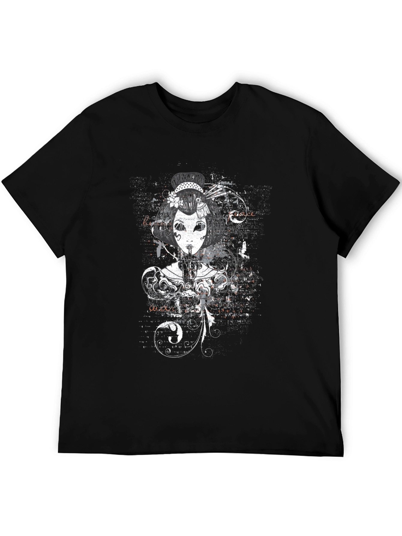 Geisha Graphic Print Black T-Shirt