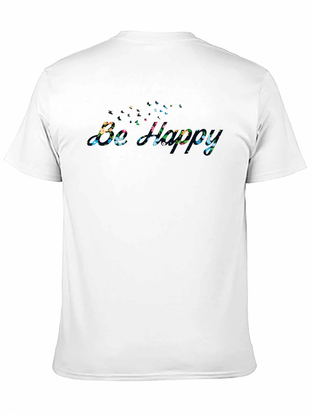 Floral Be Happy Black Graphic Tee