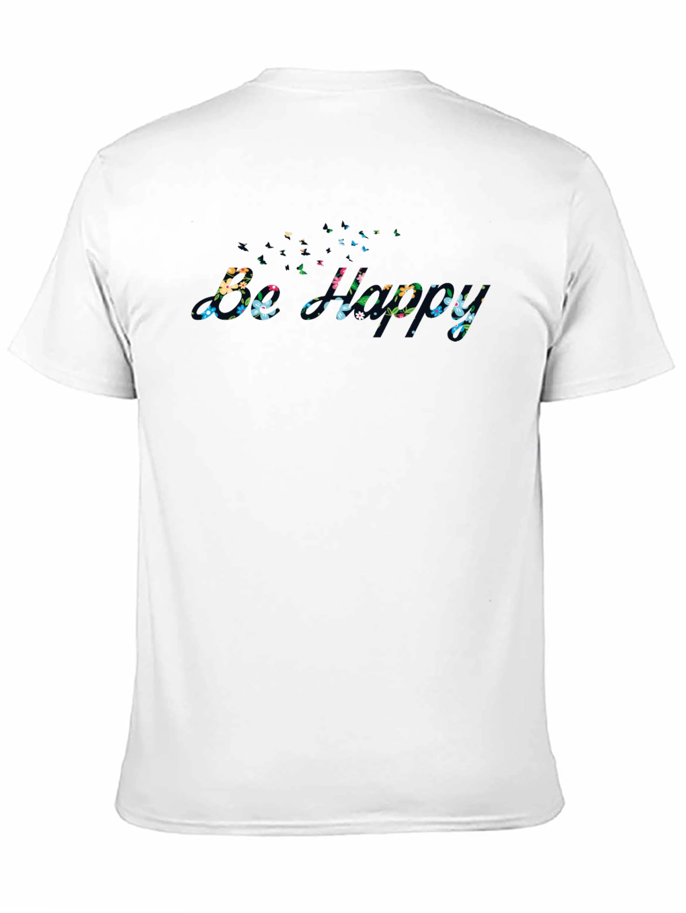 Floral Be Happy Black Graphic Tee