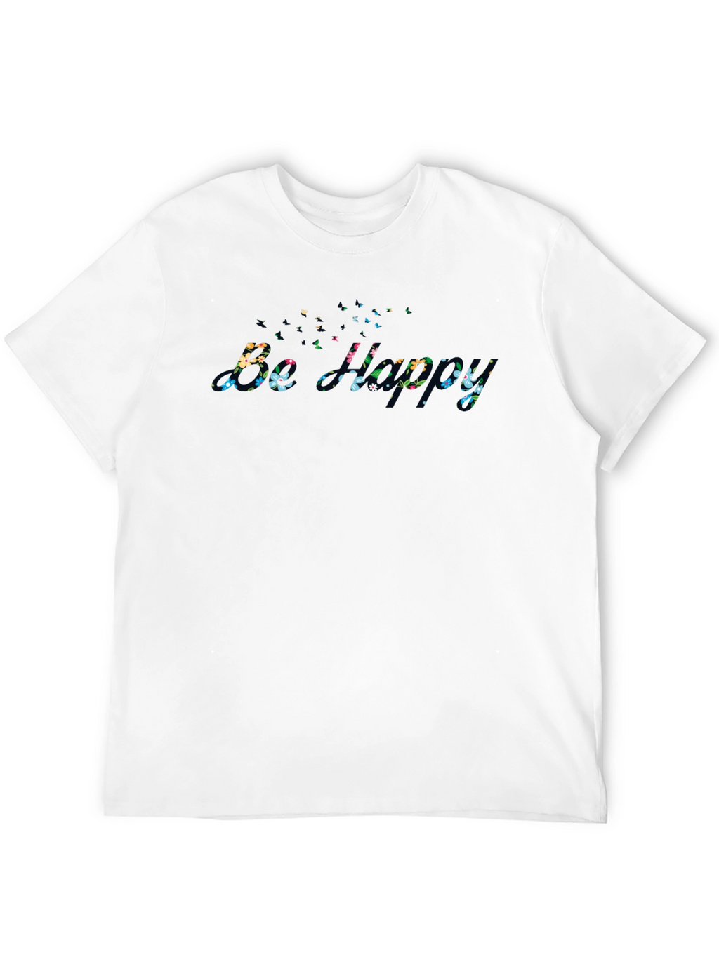 Floral Be Happy Black Graphic Tee