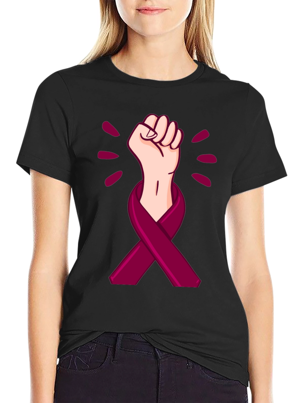 Empowered Ribbon Fist Graphic T-Shirt
