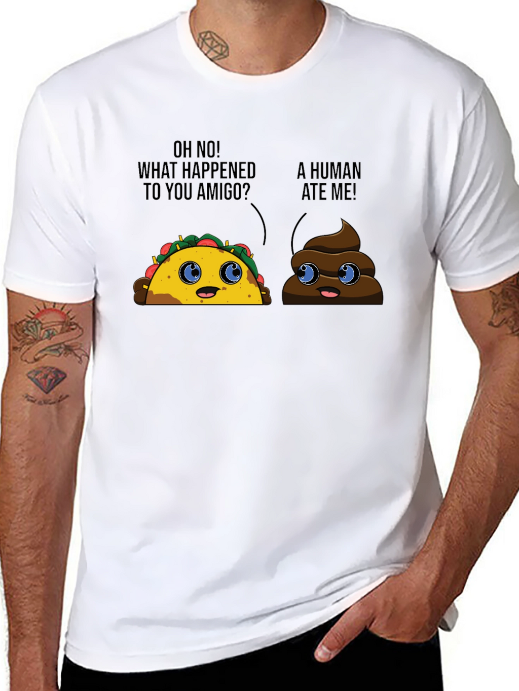 Taco Poop Funny Black T-Shirt
