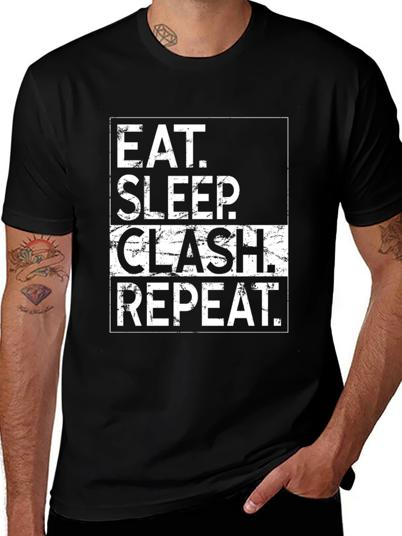Eat Sleep Clash Repeat T-Shirt - Black Cotton Tee