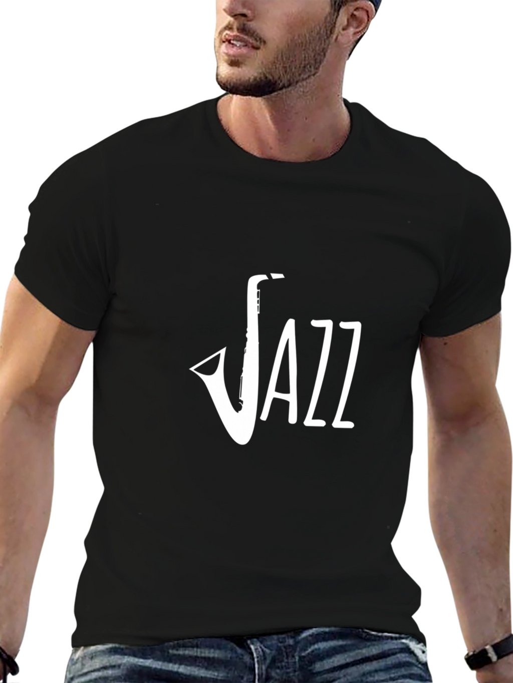 Jazz Saxophone Graphic Black T-Shirt