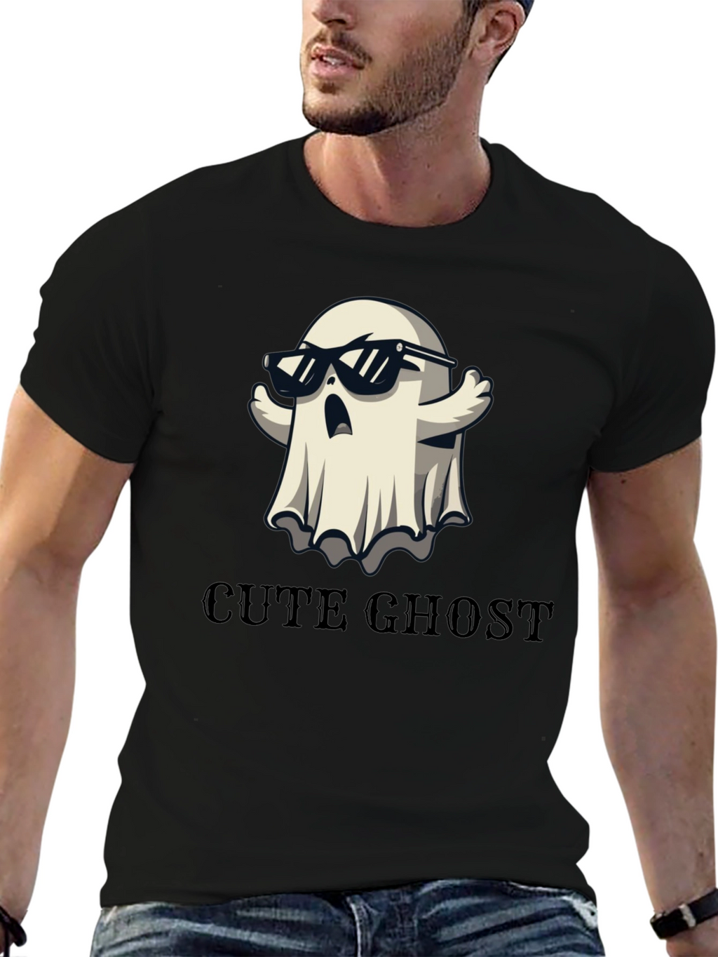 Cool Ghost Graphic Tee - Unisex Black T-Shirt