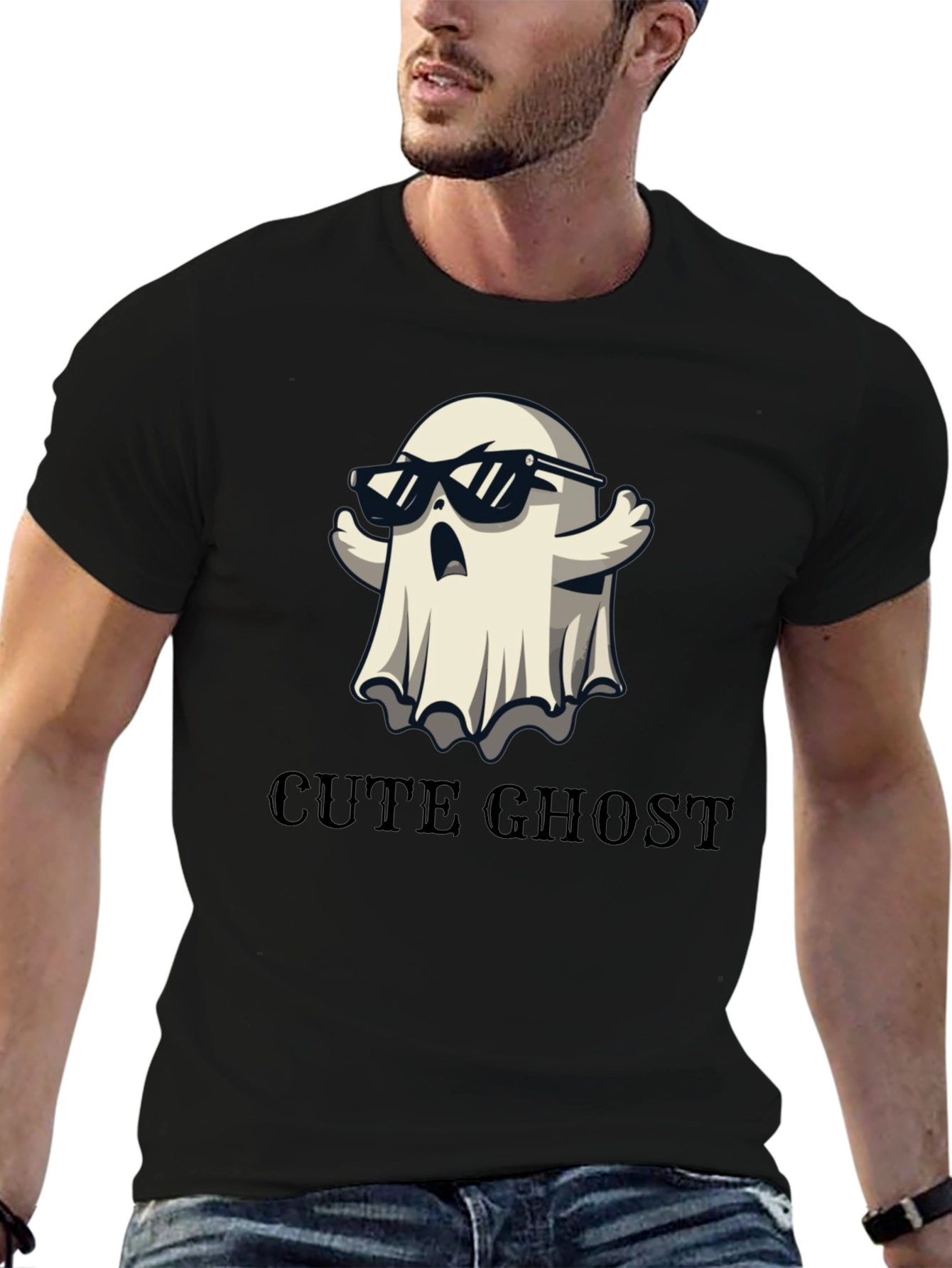 Cool Ghost Graphic Tee - Unisex Black T-Shirt