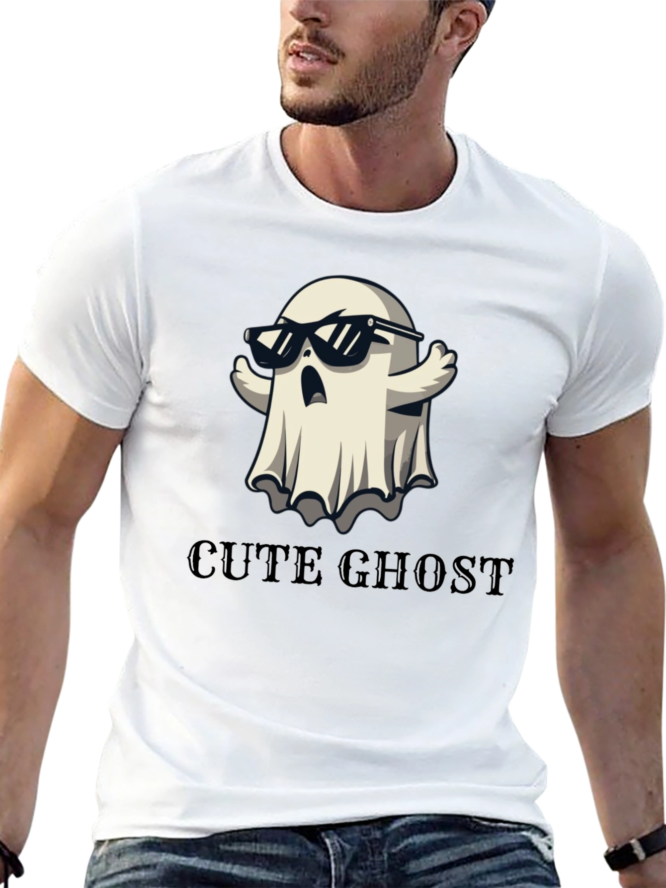 Cool Ghost Graphic Tee - Unisex Black T-Shirt