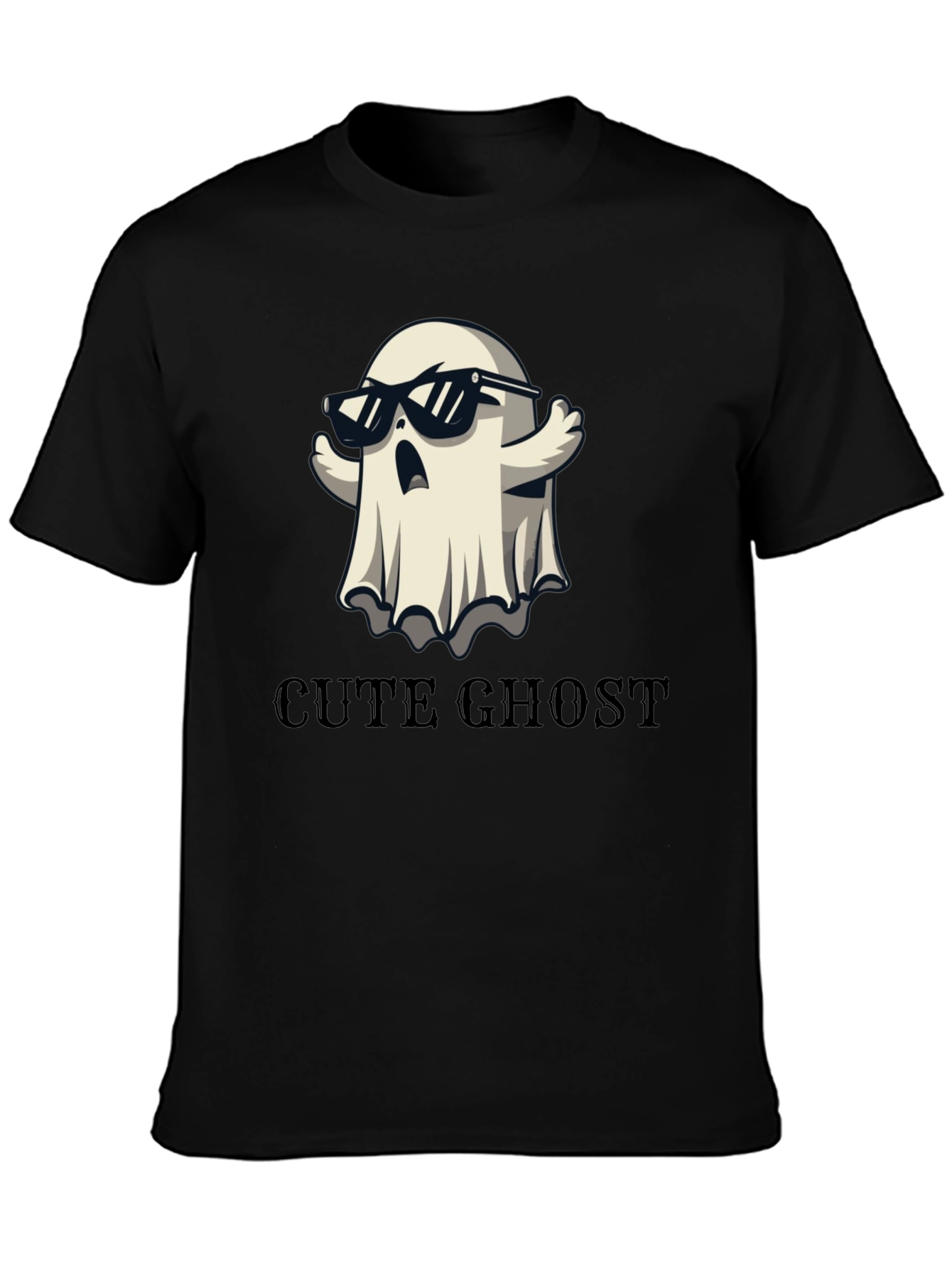 Cool Ghost Graphic Tee - Unisex Black T-Shirt