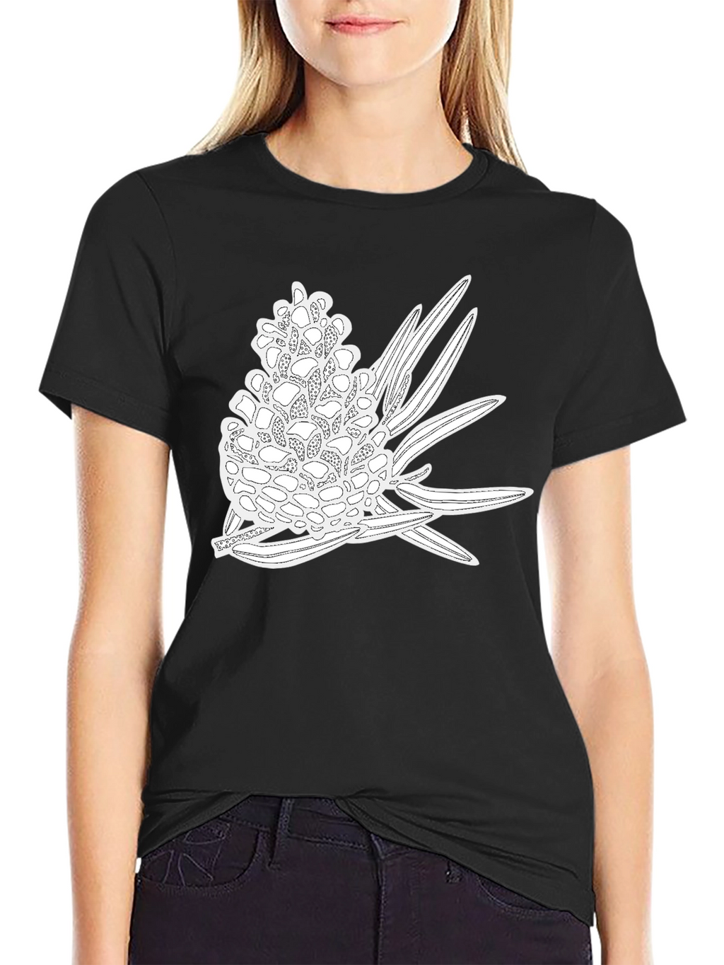 Banksia Print Black T-Shirt