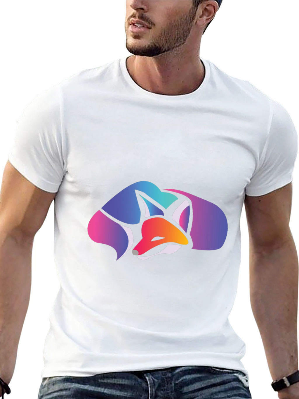 Geometric Fox Graphic Tee - Stylish Casual Comfort