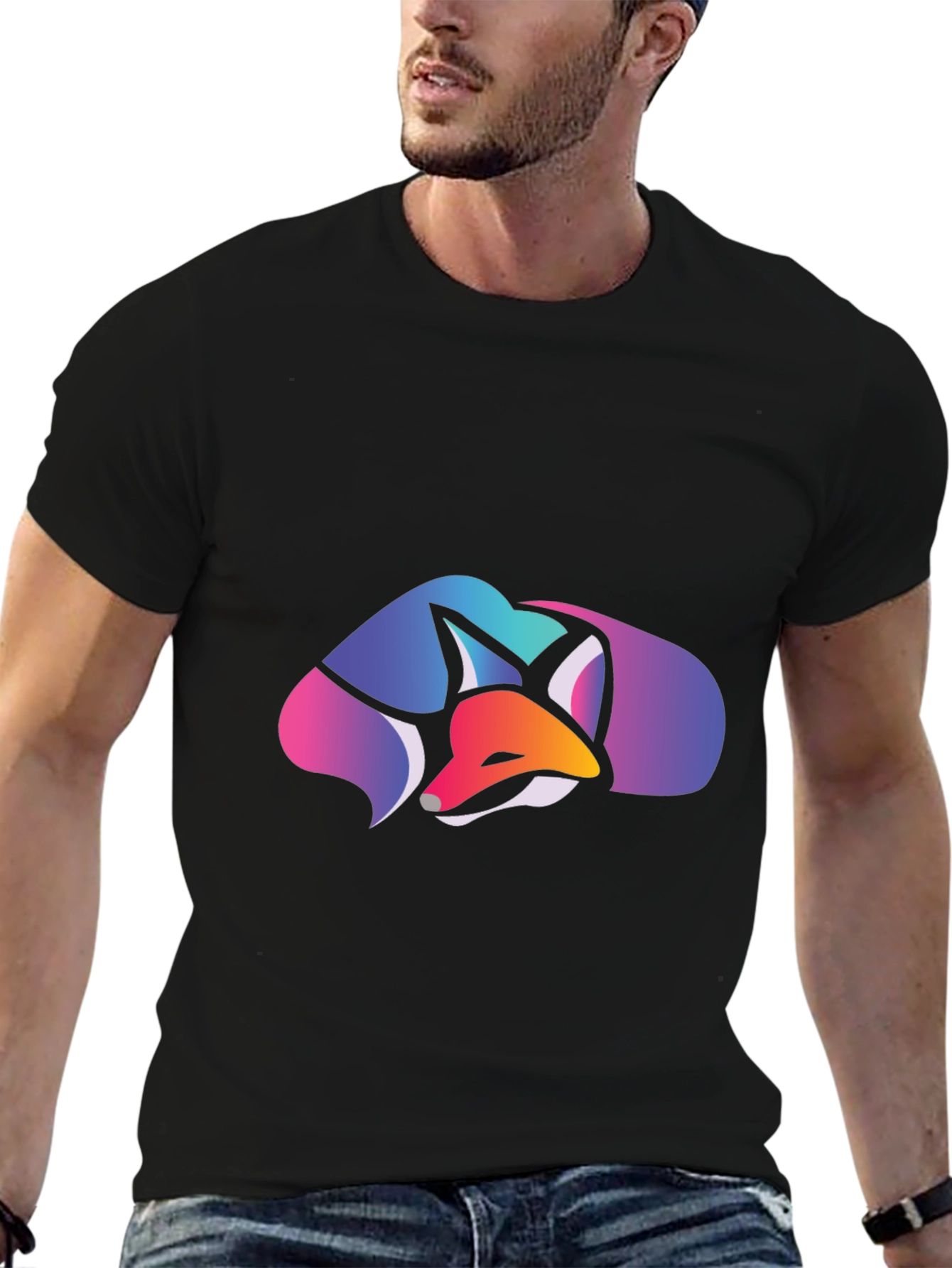 Geometric Fox Graphic Tee - Stylish Casual Comfort