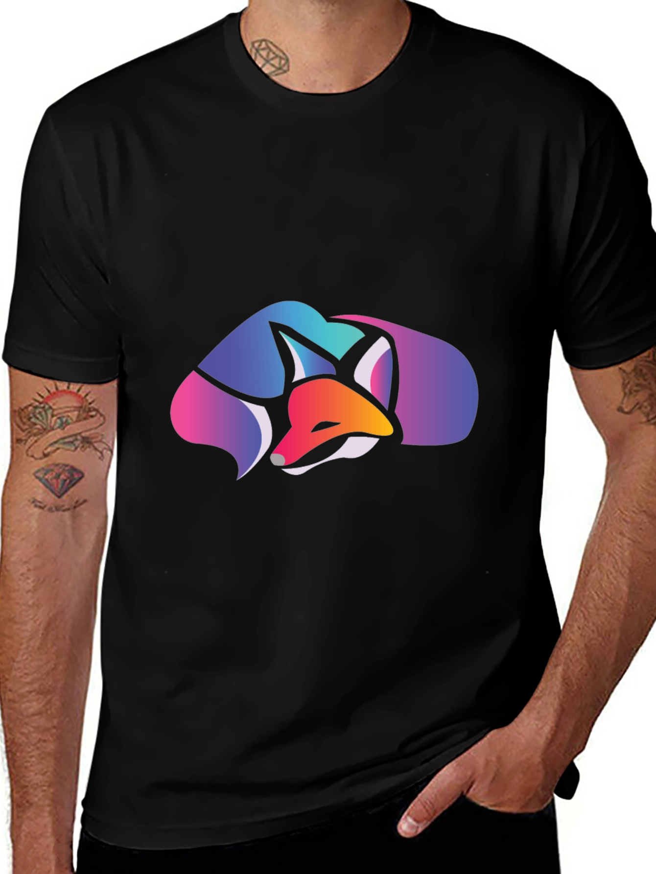 Geometric Fox Graphic Tee - Stylish Casual Comfort