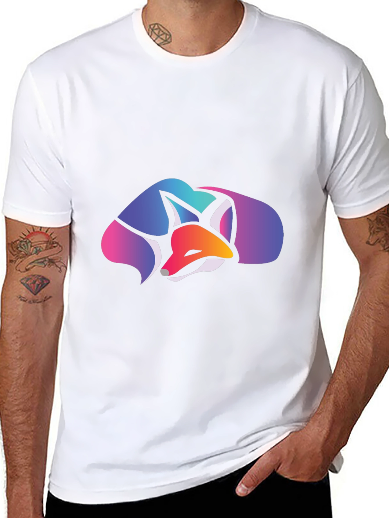Geometric Fox Graphic Tee - Stylish Casual Comfort