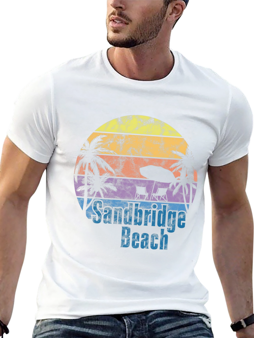Sandbridge Beach T-Shirt - Retro Sunset Tee