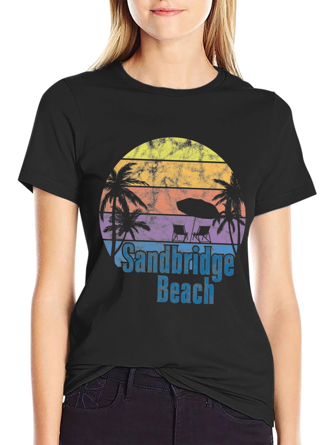 Sandbridge Beach T-Shirt - Retro Sunset Tee