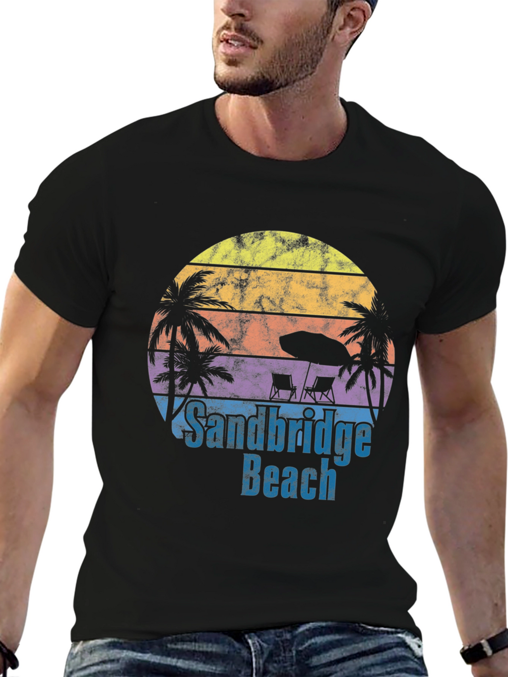 Sandbridge Beach T-Shirt - Retro Sunset Tee