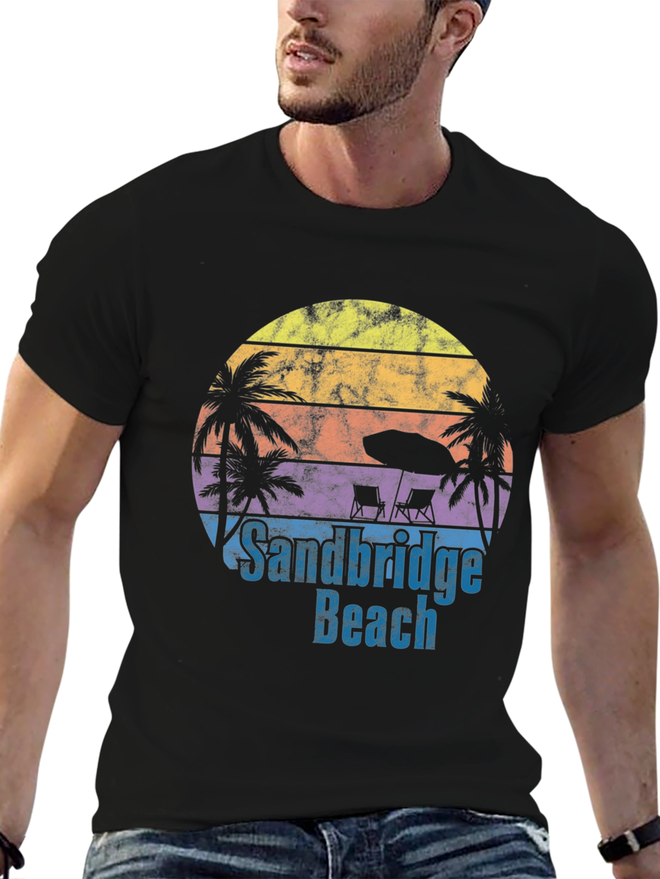 Sandbridge Beach T-Shirt - Retro Sunset Tee