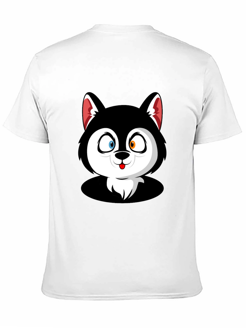 Cartoon Husky Graphic Black T-Shirt